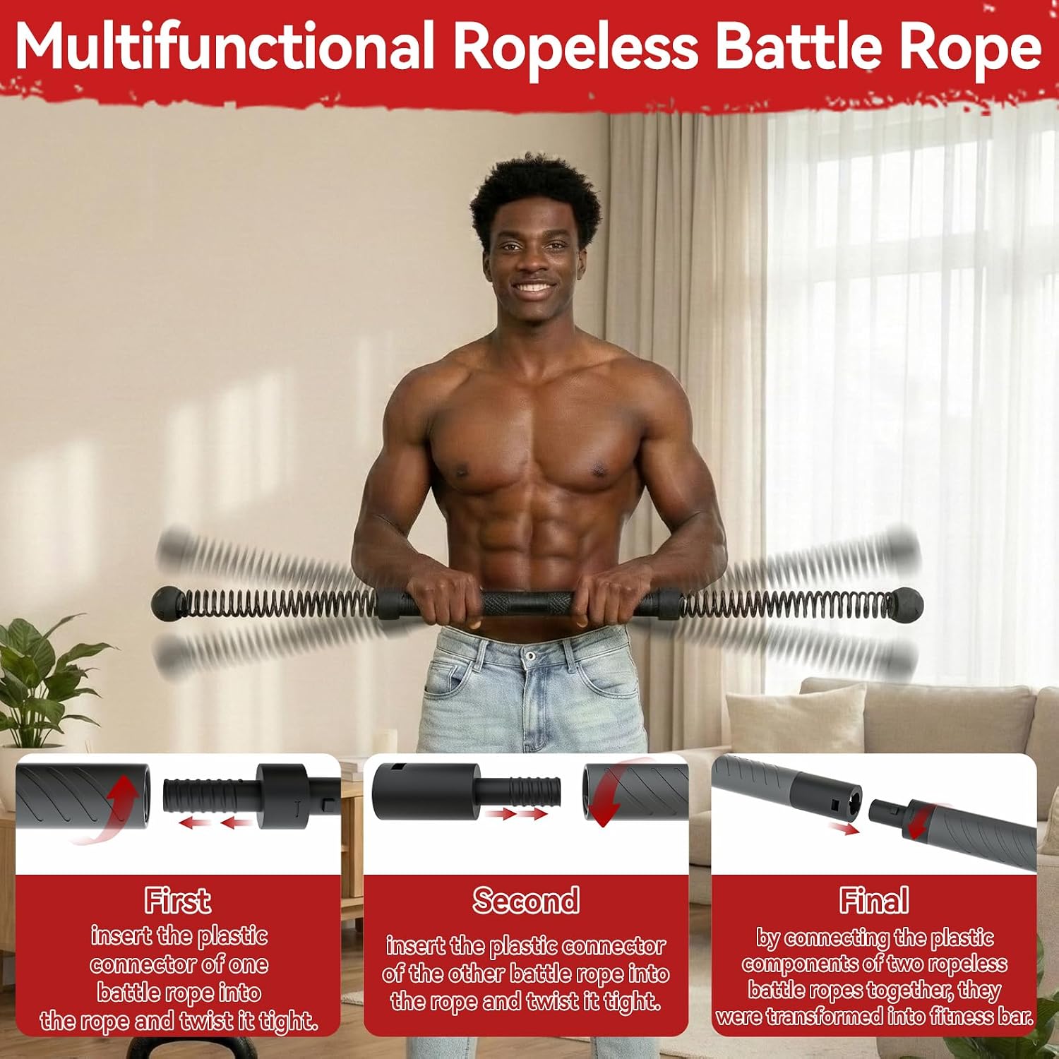 Crossfit Workout Gear - 2-in-1 Verbessertes kabelloses Battle Rope Power