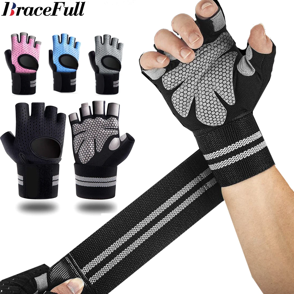 Crossfit Workout Gear - 1 Paar Halbfinger-Fitness handschuhe mit Handgelenk