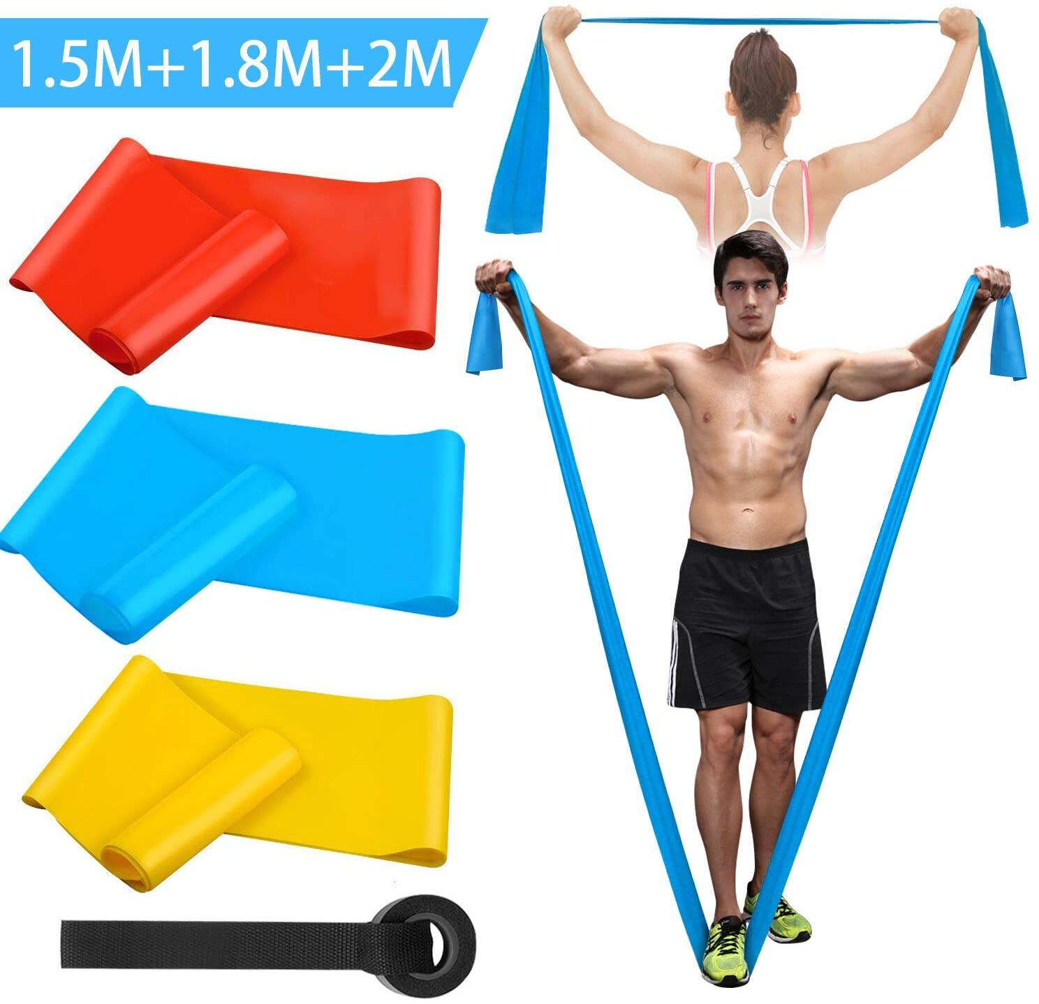 Crossfit Workout Gear - Elastische Fitnessbänder, 3 Stück, Widerstandsbänder, elastische
